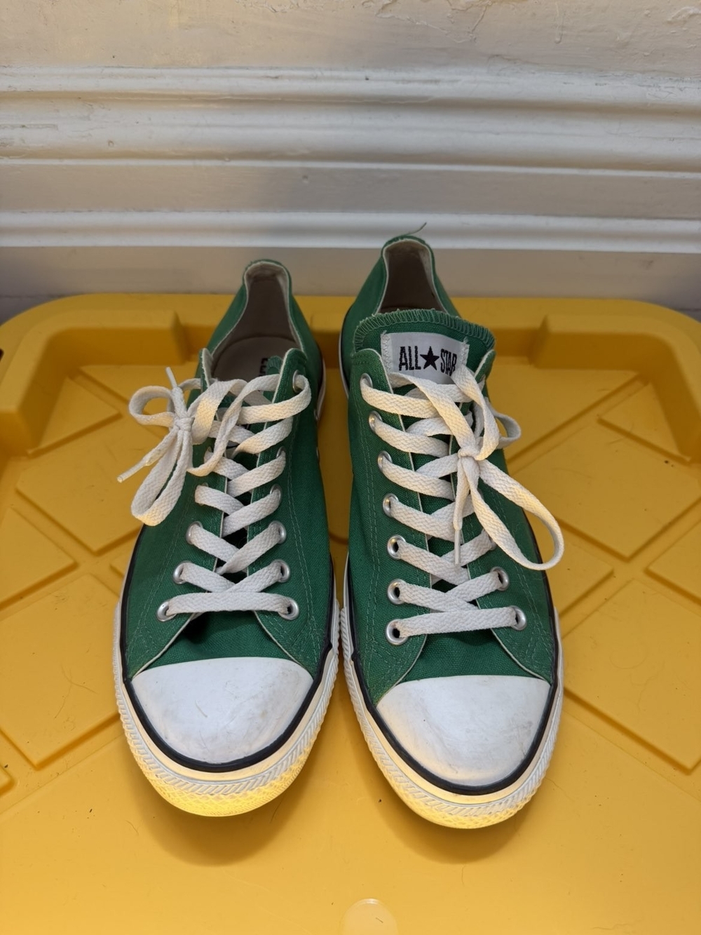 Converse Green Canvas Low Top Sneakers with White Accents